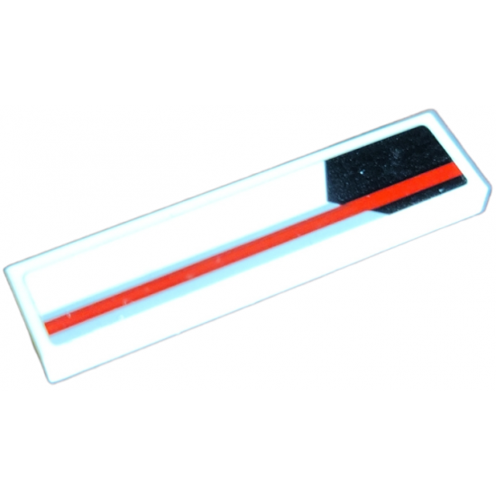 Tile 1 x 4 with Red and Light Bluish Gray Stripe over Black Pentagon Pattern Model Right Side (Sticker) - Set 75872