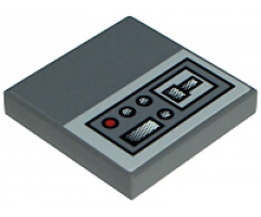 Tile 2 x 2 with SW Jedi Starfighter Control Panel with Buttons on Light Bluish Gray Background Pattern Model Right Side (Sticker) - Sets 7256 / 7283