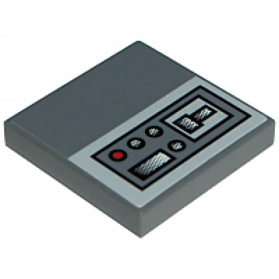 Tile 2 x 2 with SW Jedi Starfighter Control Panel with Buttons on Light Bluish Gray Background Pattern Model Right Side (Sticker) - Sets 7256 / 7283