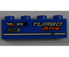 Brick 1 x 4 with 'ONE', 'DISC breakers' and 'TURBO drive' Pattern Model Right (Sticker) - Set 8197