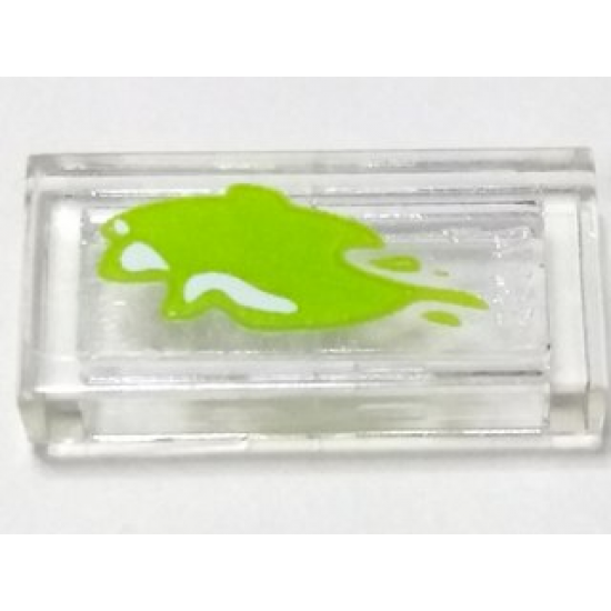 Tile 1 x 2 with Lime Liquid Pattern (Sticker) - Set 70165
