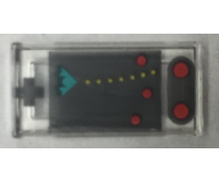 Tile 1 x 2 with Handheld Video Game with Directional Pad, Red Buttons, and Spaceship on Black Screen Pattern