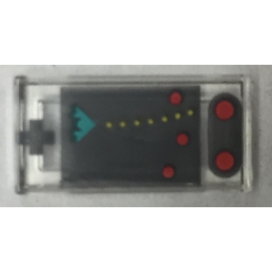 Tile 1 x 2 with Handheld Video Game with Directional Pad, Red Buttons, and Spaceship on Black Screen Pattern