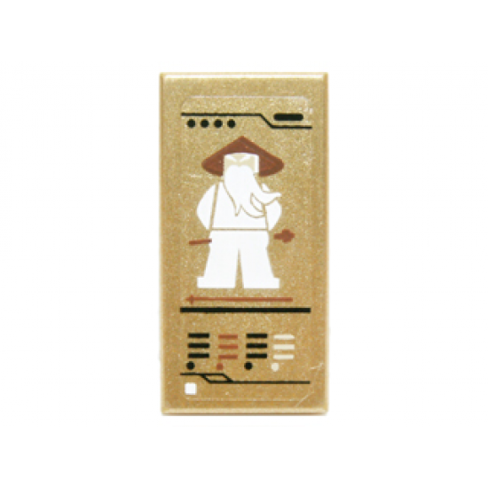 Tile 1 x 2 with Ninjago Game Card with White Sensei Wu Pattern (Sticker) - Set 70751