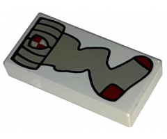 Tile 1 x 2 with HP Dark Gray Sock with Gryffindor Crest and Dark Red Heel and Toe Pattern
