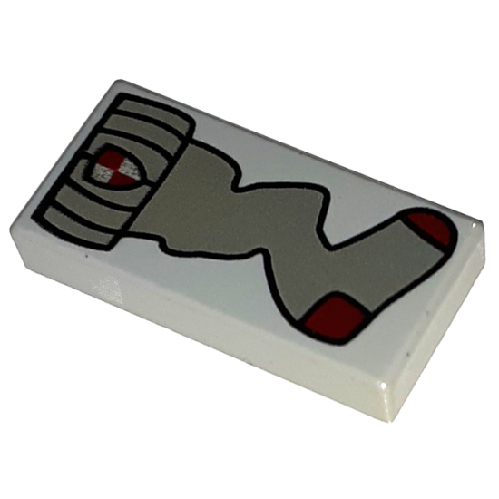 Tile 1 x 2 with HP Dark Gray Sock with Gryffindor Crest and Dark Red Heel and Toe Pattern
