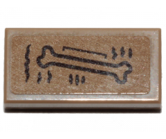 Tile 1 x 2 with Bone Pattern (Sticker) - Set 21320