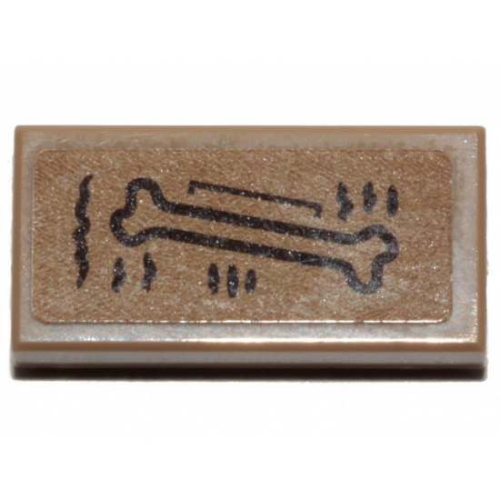 Tile 1 x 2 with Bone Pattern (Sticker) - Set 21320