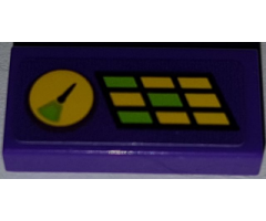 Tile 1 x 2 with Dial and Lime and Yellow Buttons Pattern (Sticker) - Set 41454