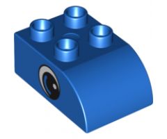 Duplo, Brick 2 x 3 with Curved Top and Black and White Eye Pattern on Both Sides