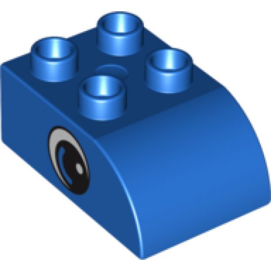 Duplo, Brick 2 x 3 with Curved Top and Black and White Eye Pattern on Both Sides