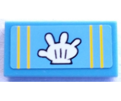 Tile 1 x 2 with Yellow Stripes and White Glove Pattern (Sticker) - Set 3816