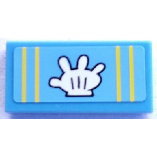 Tile 1 x 2 with Yellow Stripes and White Glove Pattern (Sticker) - Set 3816