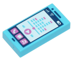 Tile 1 x 2 with Smartphone, Phone, Speech Bubble, Note, Play Button, Signal Strength and Battery Level Pattern