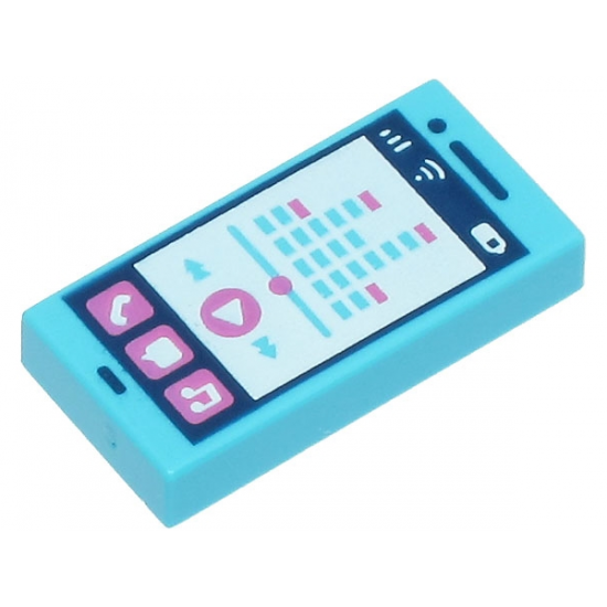 Tile 1 x 2 with Smartphone, Phone, Speech Bubble, Note, Play Button, Signal Strength and Battery Level Pattern