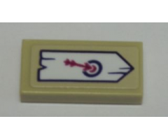 Tile 1 x 2 with Archery Arrow in Target Sign on White Board Pattern (Sticker) - Set 41121