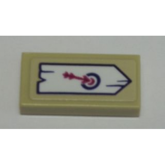 Tile 1 x 2 with Archery Arrow in Target Sign on White Board Pattern (Sticker) - Set 41121