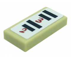 Tile 1 x 2 with Black Stripes and Red Numbers 2 and 3 Pattern (Sticker) - Set 41379