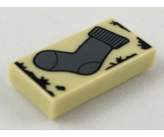 Tile 1 x 2 with HP Dark Bluish Gray Sock Pattern