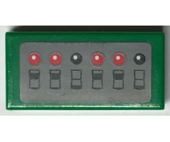 Tile 1 x 2 with Black Switches and Red Lights on Dark Bluish Gray Background Pattern (Sticker) - Sets 7781 / 7787
