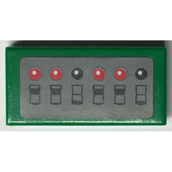 Tile 1 x 2 with Black Switches and Red Lights on Dark Bluish Gray Background Pattern (Sticker) - Sets 7781 / 7787