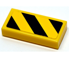 Tile 1 x 2 with Black and Yellow Danger Stripes Pattern (Sticker) - Set 70595