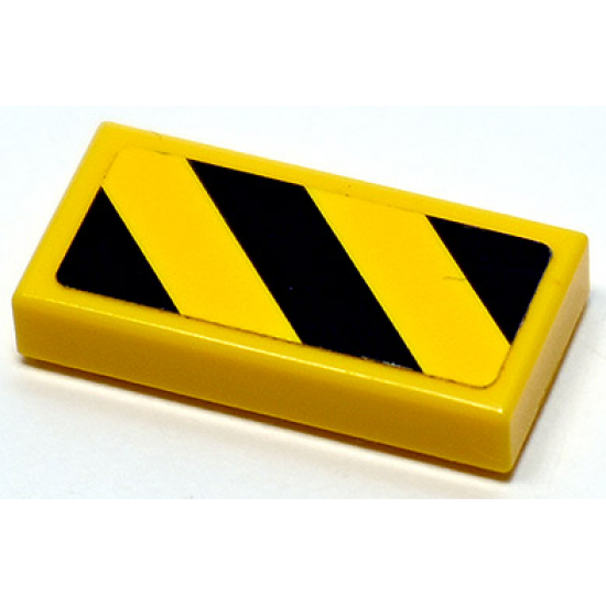 Tile 1 x 2 with Black and Yellow Danger Stripes Pattern (Sticker) - Set 70595