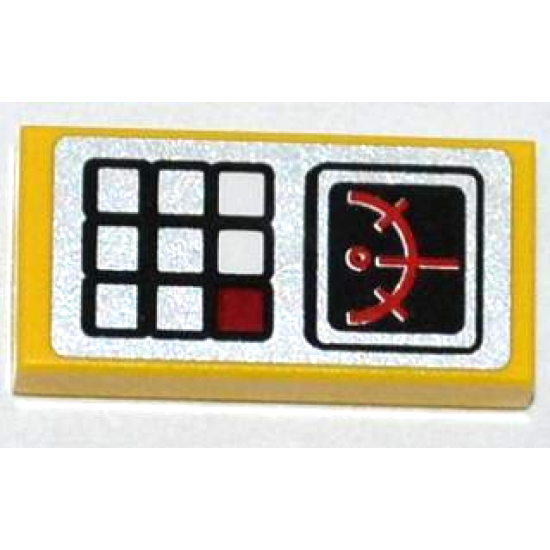 Tile 1 x 2 with Keypad and Gauge Pattern (Sticker) - Set 5884
