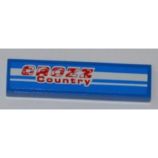 Tile 1 x 4 with 'CROZZ Country' and 2 White Lines Pattern (Sticker) - Set 8126