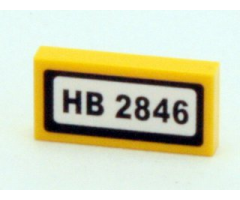 Tile 1 x 2 with 'HB 2846' Pattern (Sticker) - Set 4204