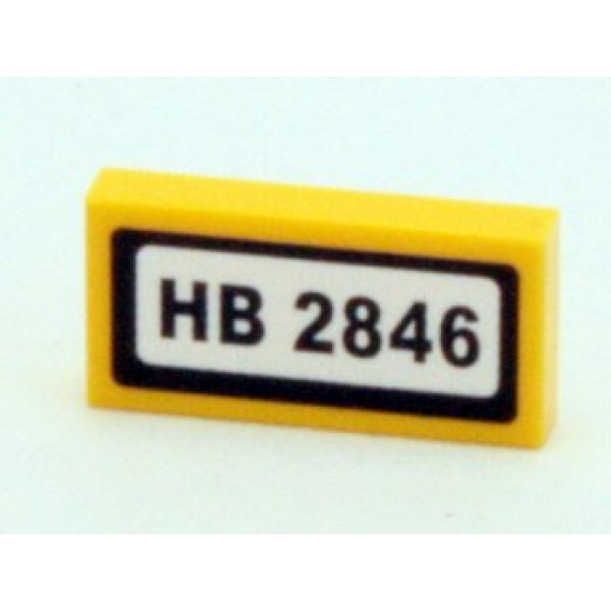 Tile 1 x 2 with 'HB 2846' Pattern (Sticker) - Set 4204