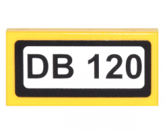 Tile 1 x 2 with Black 'DB 120' Pattern (Sticker) - Set 10244