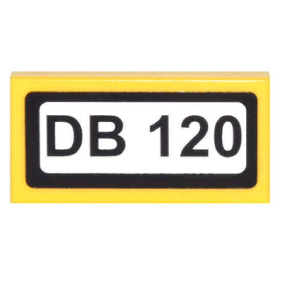 Tile 1 x 2 with Black 'DB 120' Pattern (Sticker) - Set 10244