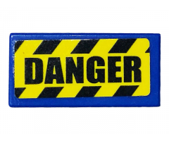 Tile 1 x 2 with Black and Yellow Danger Stripes and 'DANGER' Pattern (Sticker) - Set 75932