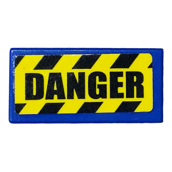 Tile 1 x 2 with Black and Yellow Danger Stripes and 'DANGER' Pattern (Sticker) - Set 75932