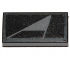 Tile 1 x 2 with Black Stripe on Dark Bluish Gray Triangle Pattern Model Left Side (Sticker) - Set 75274