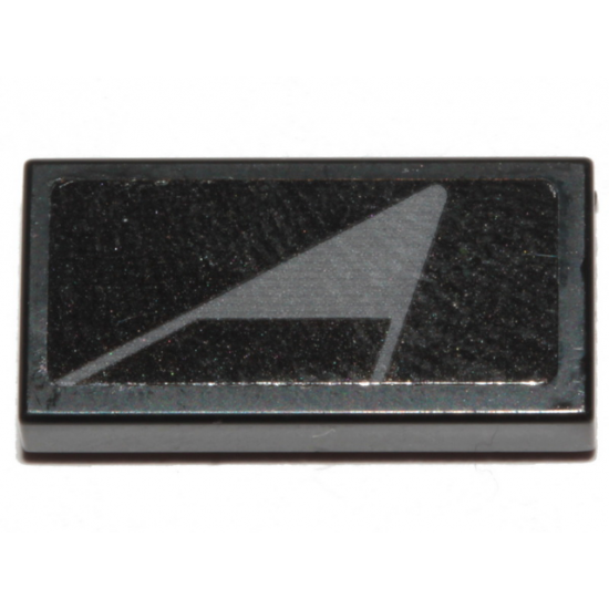 Tile 1 x 2 with Black Stripe on Dark Bluish Gray Triangle Pattern Model Left Side (Sticker) - Set 75274