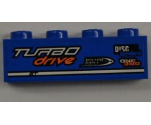 Brick 1 x 4 with 'TURBO drive', 'DISC breakers' and 'ONE' Pattern Model Left (Sticker) - Set 8197