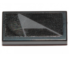 Tile 1 x 2 with Black Stripe on Dark Bluish Gray Triangle Pattern Model Right Side (Sticker) - Set 75274