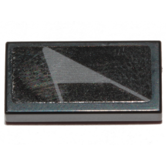 Tile 1 x 2 with Black Stripe on Dark Bluish Gray Triangle Pattern Model Right Side (Sticker) - Set 75274