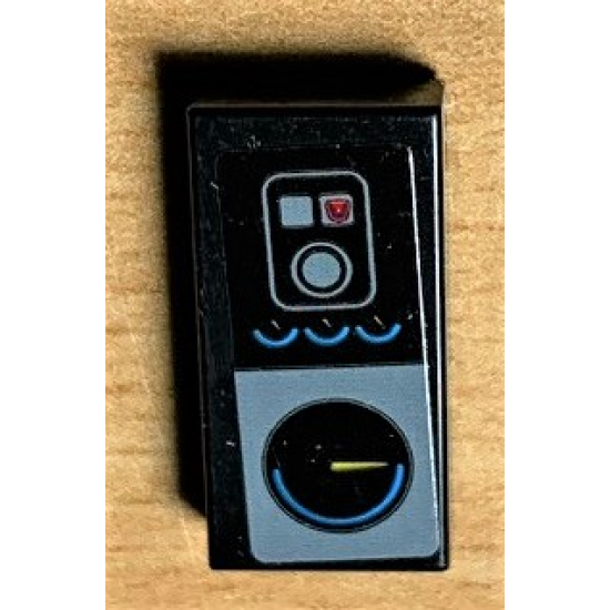 Tile 1 x 2 with Gauges and Buttons Pattern (Sticker) - Set 42078