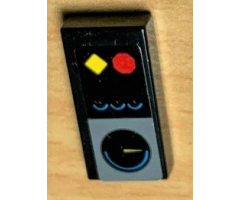 Tile 1 x 2 with Gauges and Red and Yellow Buttons Pattern (Sticker) - Set 42078
