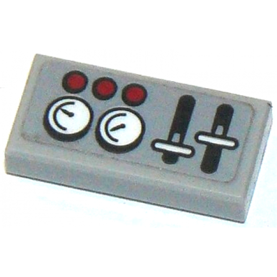 Tile 1 x 2 with Levers, Gauges and 3 Red Buttons Pattern (Sticker) - Set 60103