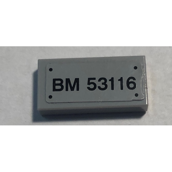 Tile 1 x 2 with 'BM 53116' Pattern (Sticker) - Set 79116