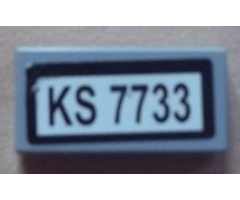 Tile 1 x 2 with 'KS 7733' Pattern (Sticker) - Set 7733