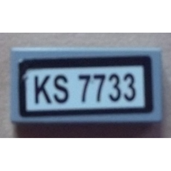 Tile 1 x 2 with 'KS 7733' Pattern (Sticker) - Set 7733