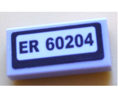 Tile 1 x 2 with 'ER 60204' Pattern (Sticker) - Set 60204