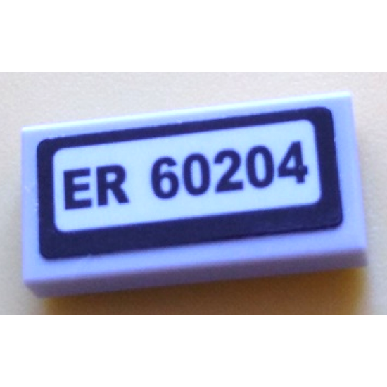 Tile 1 x 2 with 'ER 60204' Pattern (Sticker) - Set 60204