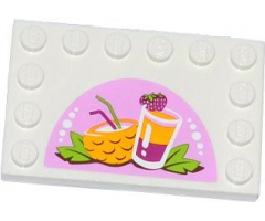 Tile, Modified 4 x 6 with Studs on Edges with Drinks Pattern (Sticker) - Set 41035