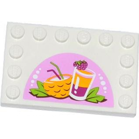 Tile, Modified 4 x 6 with Studs on Edges with Drinks Pattern (Sticker) - Set 41035